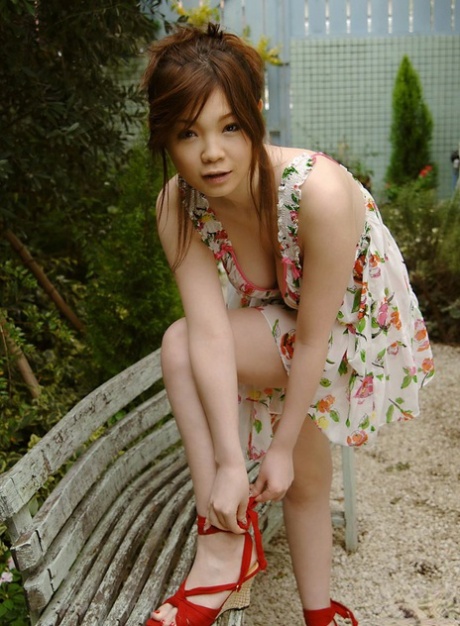 Pale Japanese girl Nami Ogawa frees her big naturals before changing undies