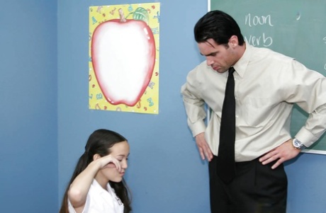 Asian young adult Amai Liu gets banged and facialized by her perverted teacher