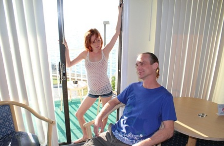 Tiny young adult Alyssa Hart shows her breasts & gives an old man an explosive manual stimulation