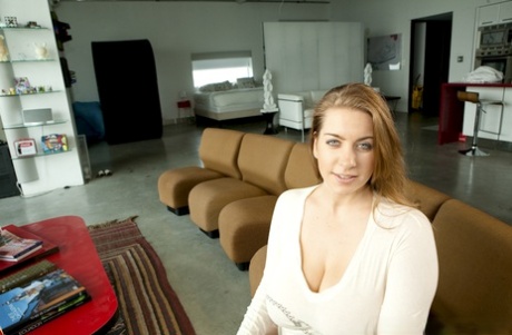 Busty beauty Kali West showing puffy curves and masturbating