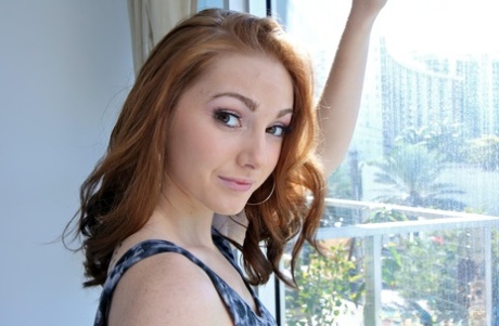 Flat-chested babe with tiny breasts poses in her beautiful red panties