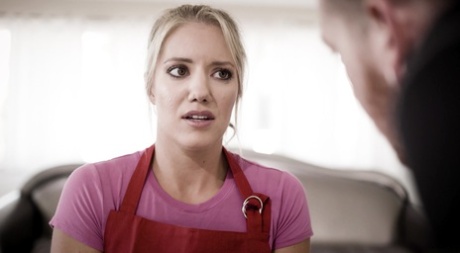 Attractive housewife Candice Dare gets her twat banged by two guys to get a creampie