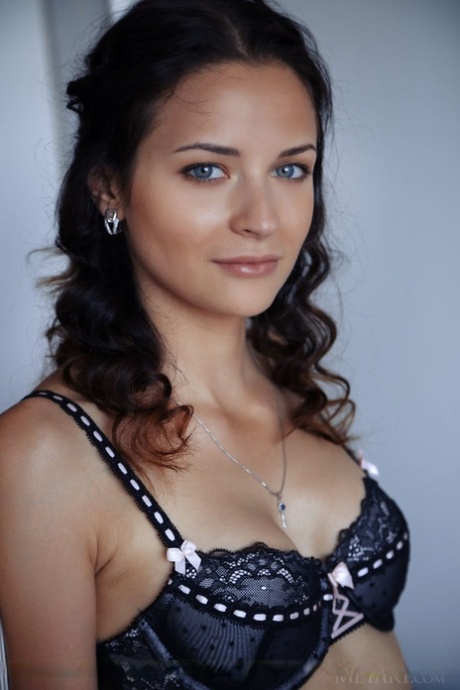 Nice young adult girl Ardelia A removes her alluring lingerie items for artistic posing