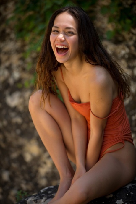 Petite sweet Filipina Kit Rysha flashing those tiny breasts outdoors