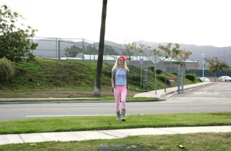 Innocent blonde schoolgirl Piper Perri is all tease on walk home from school