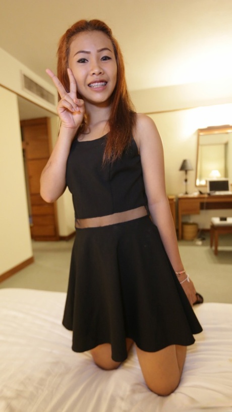 Petite Filipina girl exposes her flat chest and tight femininity for the first time