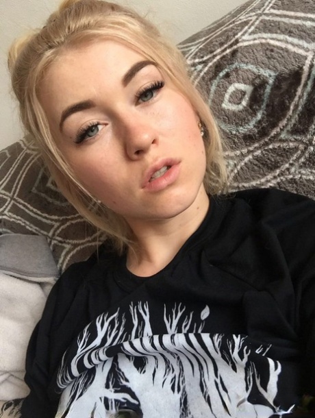 Beautiful blonde slut Misha Cross takes a selfie fully clothed and stark natural