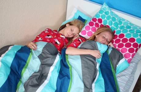 Tiny young adult girls Alyssa & Hope show small breasts and give manual stimulation in attractive 3some