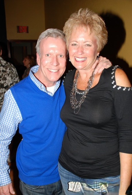 Mature lady Tracy Lick introduces her swinging friends at a party