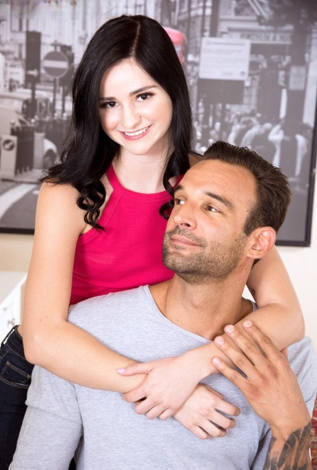 Adorable young adult Violet Rain ha her flat chest exposed as she's stripped natural