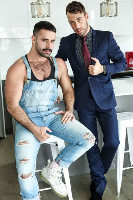 Hairy men Brandon Jones and Teddy Torres suck manhood before anal intimacy