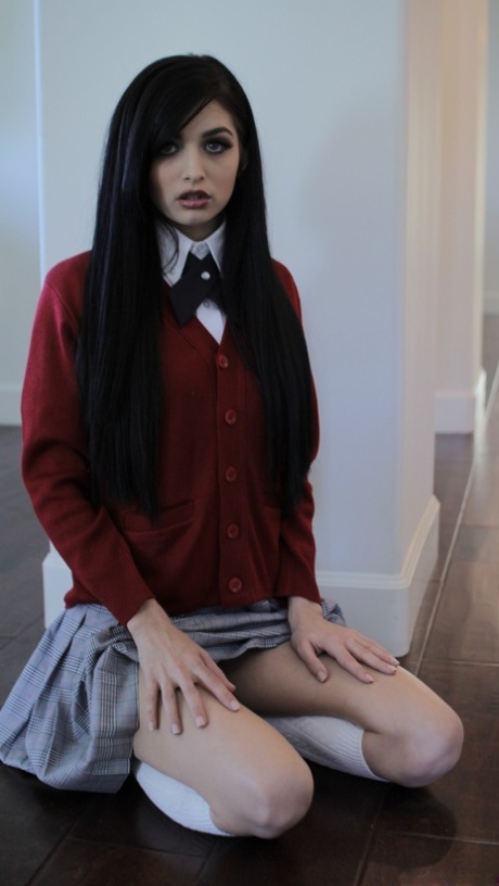 Seductive schoolgirl Zoey Kush displays her young adult femininity & tiny breasts in uniform