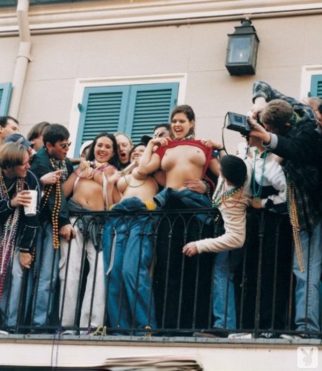 Beautiful centerfolds show off their alluring natural breasts in exotic locations