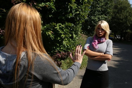 Young adult Kaisa Nord gets caught fucking her mom's attractive BF after a tonguing outdoors