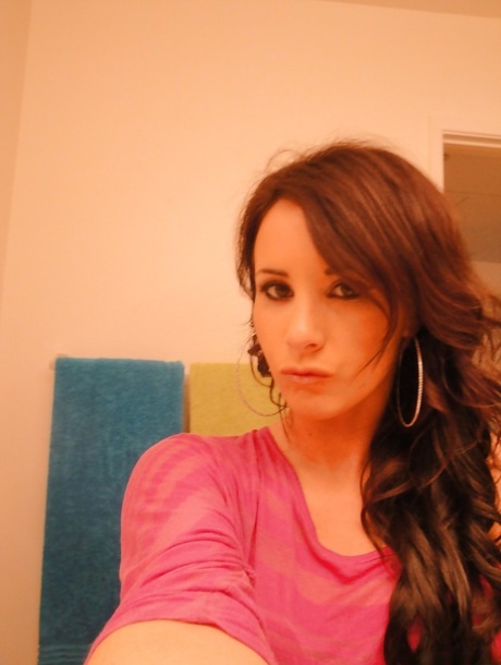 Barely legal young adult Mia Valentine taking natural mirror selfies while undressing