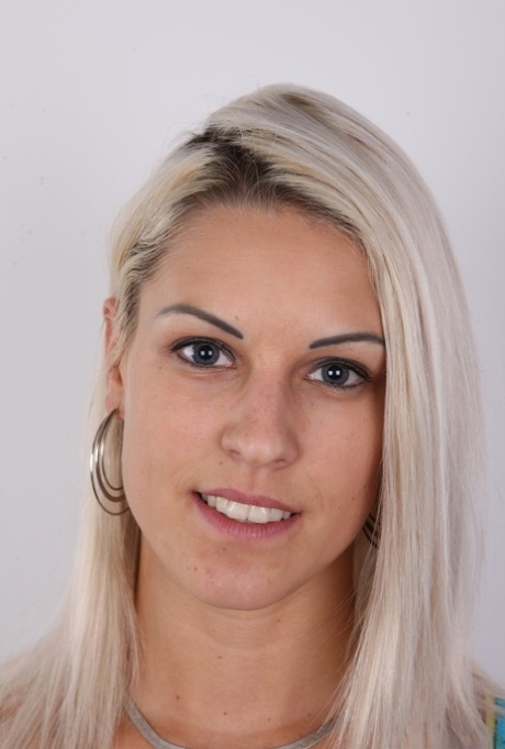 Platinum blonde authentic Beata reveals femininity piercing after getting undressed