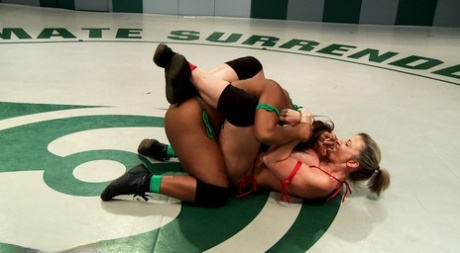 Ebony Yasmine Loven and MATURE WOMAN Sara Jay flaunt their big breasts and wrestle