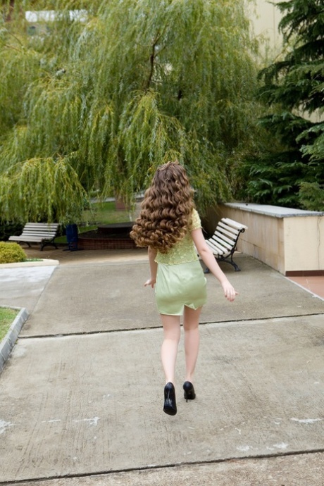 Adorable authentic Virginia Sun shows her cute hairy twat and poses in heels