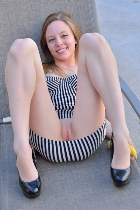 Slim young adult with a shaved clam Audrey fists and toys herself in a solo