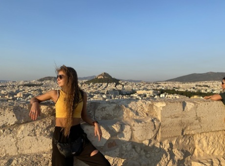 Skinny babe takes artistic selfies showing her tiny breasts and her tight curves