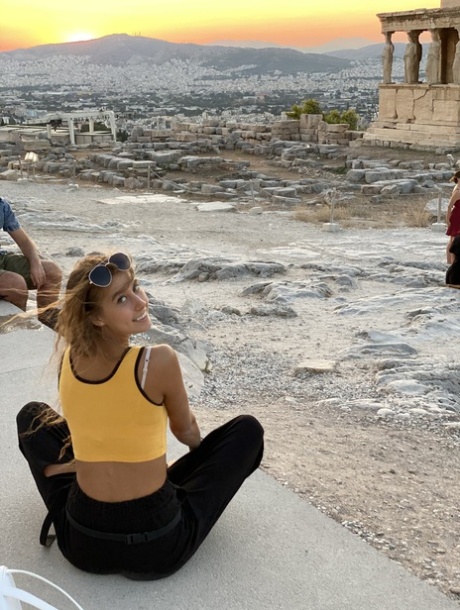 Skinny babe takes artistic selfies showing her tiny breasts and her tight curves