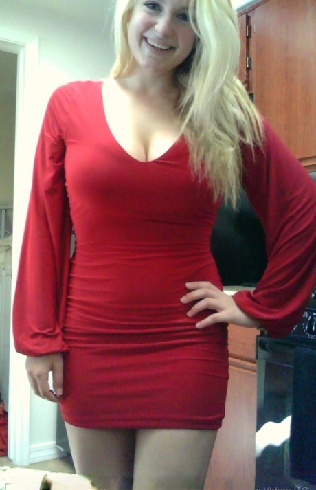 Blonde girl takes non artistic selfies in various places around her house