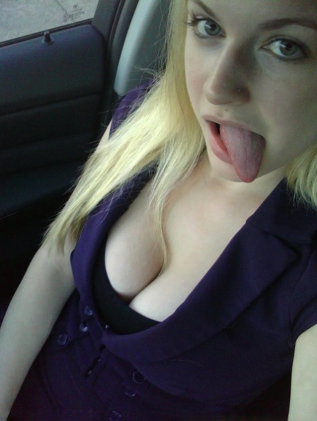 Blonde girl takes non artistic selfies in various places around her house