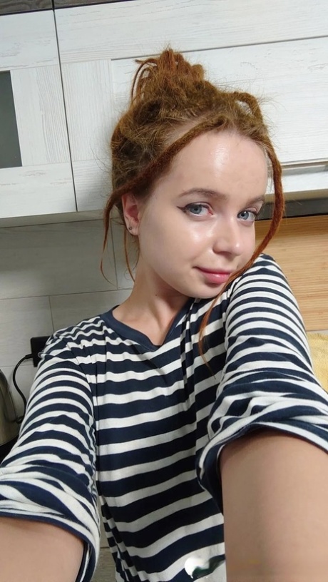 Playful ginger authentic exposes her tiny breasts in her selfie compilation