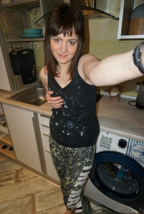 Chubby amateur babe showing off her curvy body in her selfie compilation