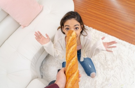 Slim young adult Harmony Wonder removes her jeans and underwear before fucking